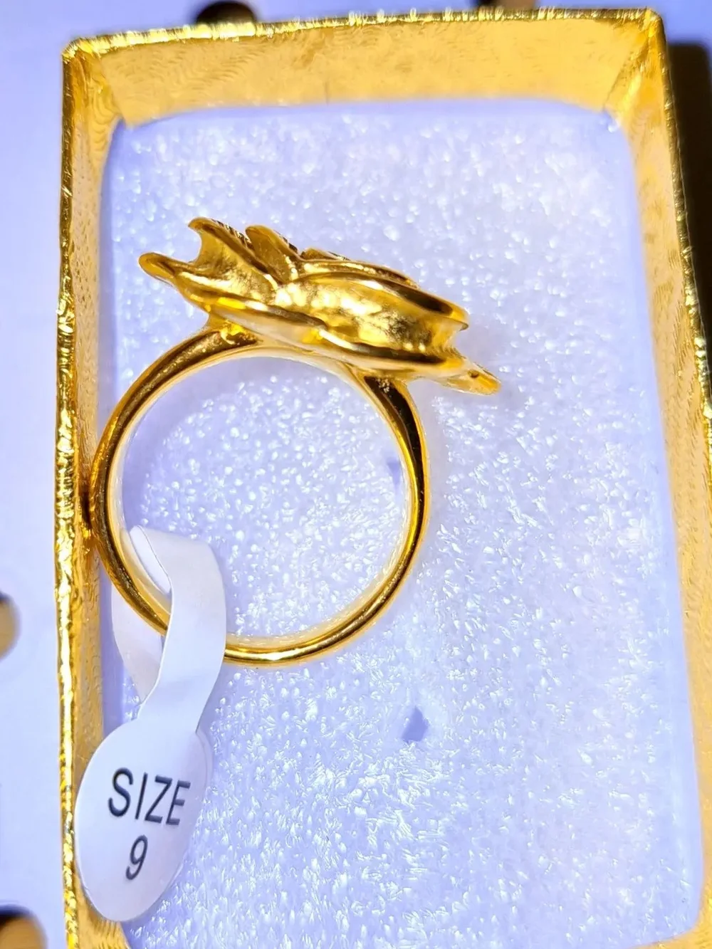 Gold Floral Rose Ring - Size 9